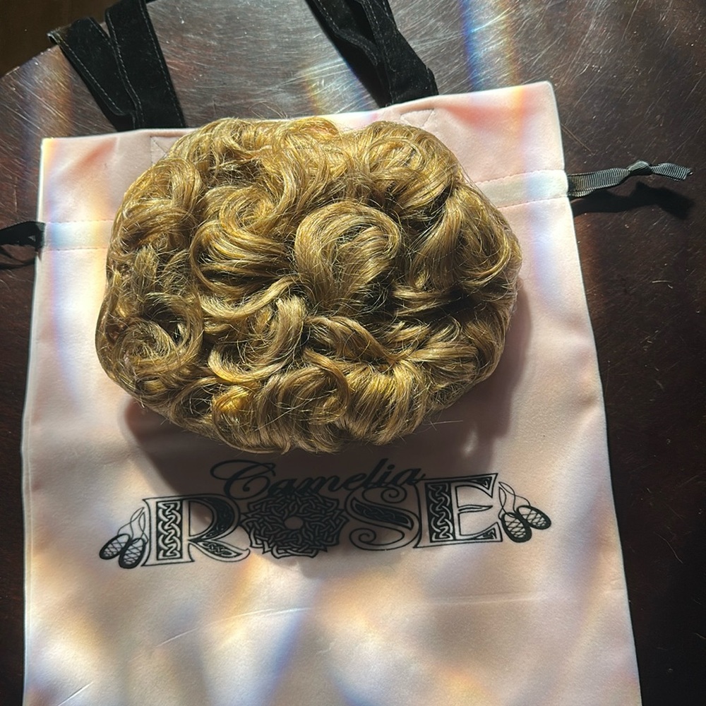 Camellia Rose Irish dance Alliyah bun wig. Color 26c blonde. Worn once.